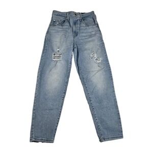 Levis Jeans Womens Size 28 SilverTab Mom Jean Distressed Light Wash Blue Denim